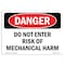 Signmission Safety Sign, OSHA Danger, 3.5" Height, 5" Width, Do Not Enter Risk Of Mechanical Harm, Landscape OS-DS-D-35-L-2137 - alternate 1
